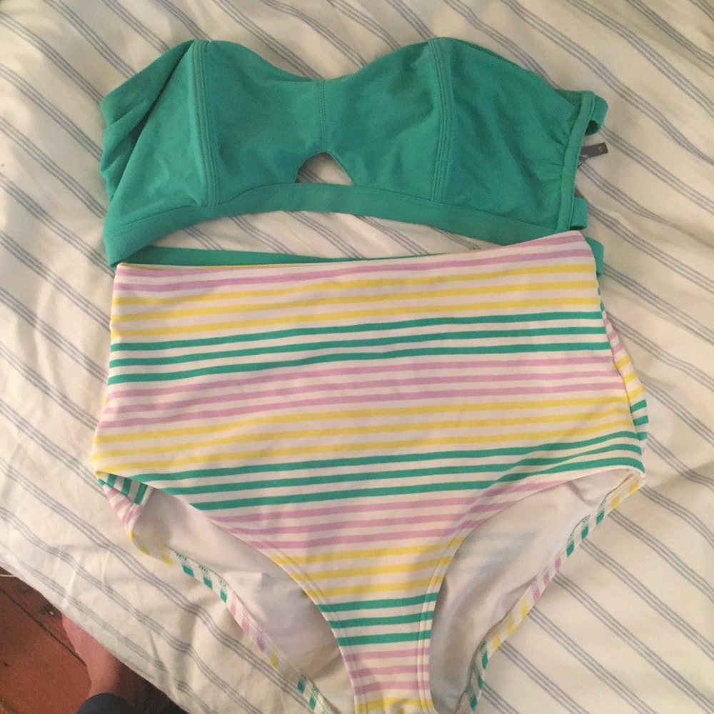High Waisted Cheeky Striped Aerie Bikini Bottoms
